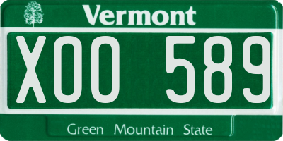 VT license plate XOO589