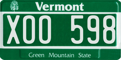 VT license plate XOO598