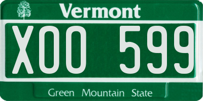VT license plate XOO599