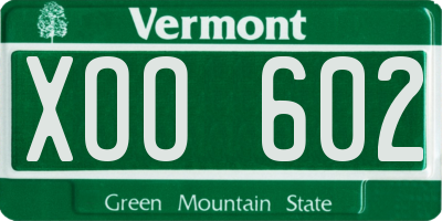 VT license plate XOO602