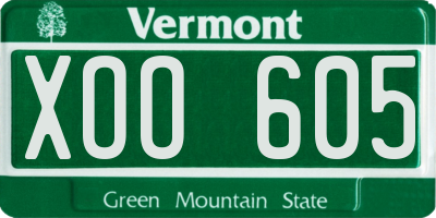 VT license plate XOO605