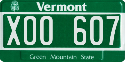 VT license plate XOO607