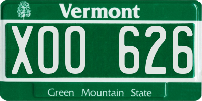 VT license plate XOO626