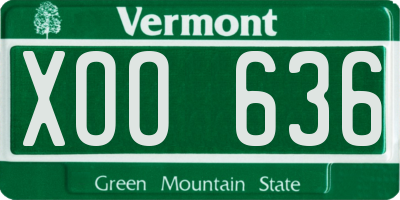 VT license plate XOO636