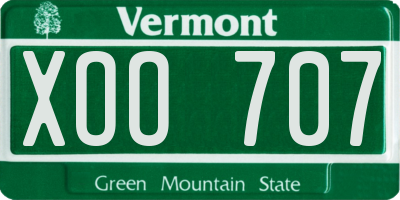 VT license plate XOO707