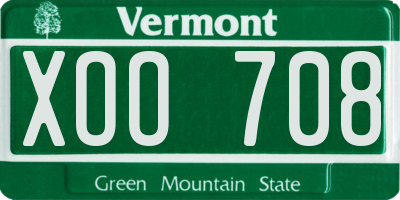 VT license plate XOO708