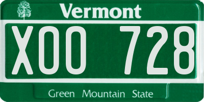 VT license plate XOO728