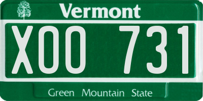 VT license plate XOO731
