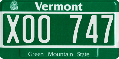 VT license plate XOO747