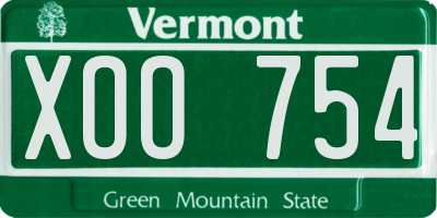 VT license plate XOO754