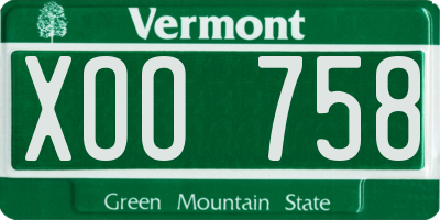 VT license plate XOO758