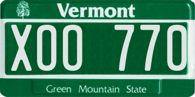 VT license plate XOO770