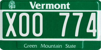 VT license plate XOO774