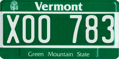 VT license plate XOO783