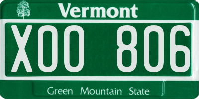 VT license plate XOO806