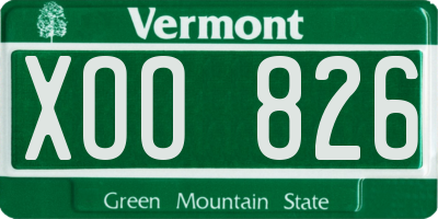 VT license plate XOO826