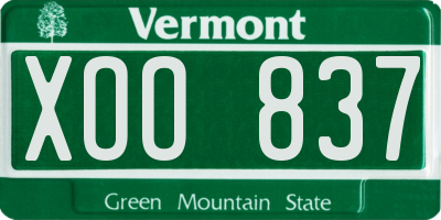 VT license plate XOO837