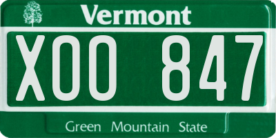 VT license plate XOO847