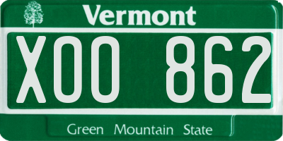 VT license plate XOO862