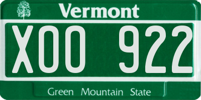 VT license plate XOO922