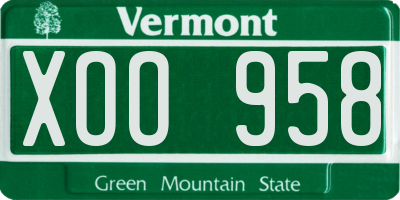 VT license plate XOO958