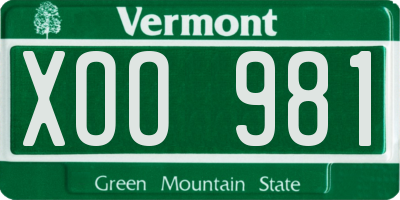 VT license plate XOO981
