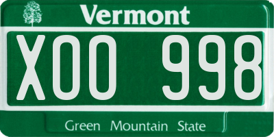 VT license plate XOO998