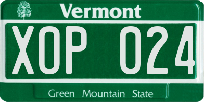 VT license plate XOP024