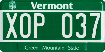 VT license plate XOP037