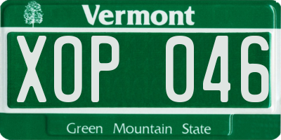 VT license plate XOP046