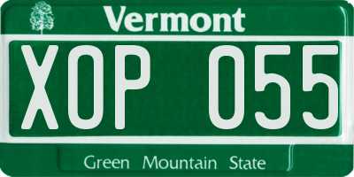 VT license plate XOP055