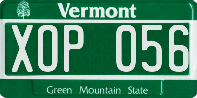 VT license plate XOP056