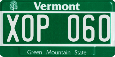 VT license plate XOP060