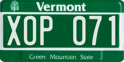 VT license plate XOP071