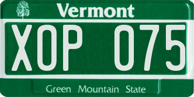 VT license plate XOP075