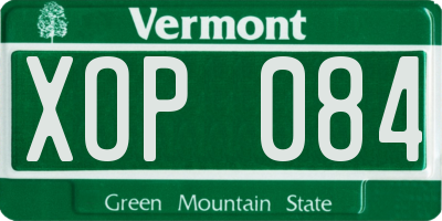 VT license plate XOP084