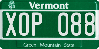 VT license plate XOP088