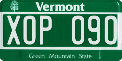 VT license plate XOP090