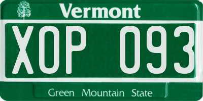VT license plate XOP093