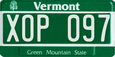 VT license plate XOP097