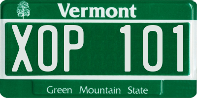 VT license plate XOP101