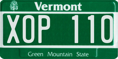 VT license plate XOP110