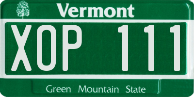 VT license plate XOP111