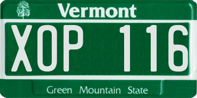 VT license plate XOP116