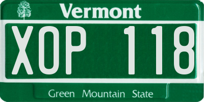 VT license plate XOP118