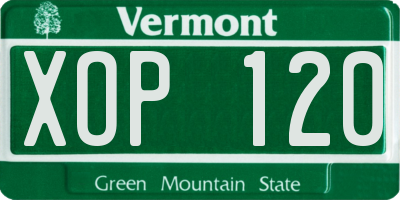 VT license plate XOP120