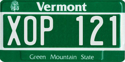 VT license plate XOP121