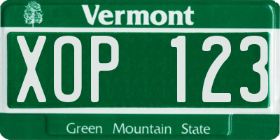 VT license plate XOP123