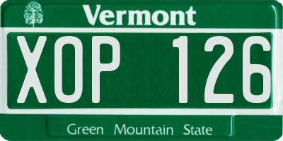VT license plate XOP126