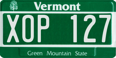 VT license plate XOP127